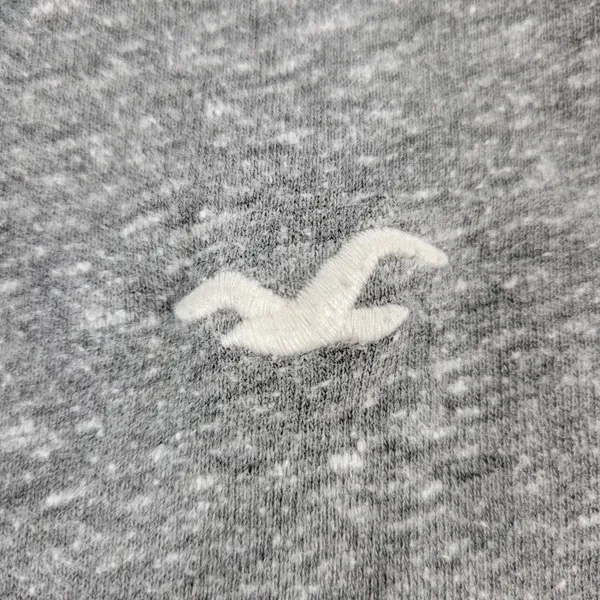 Hollister V Neck Long Sleeve Basic Tee Size M Womens Gray Slim Fit Logo Y2K - Image 5