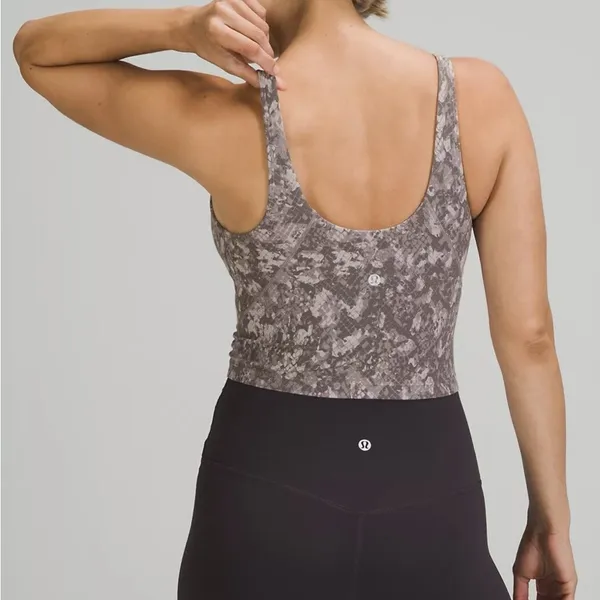 Lululemon Align Tank Top Grey Brown Snakeskin Animal Print Crop V-Neck‎ Yoga Bra - Image 3
