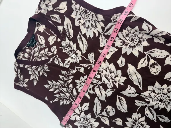 Flawed Theory 100% silk floral dress‎ lightweight dress v neck button sleeveless - Image 11