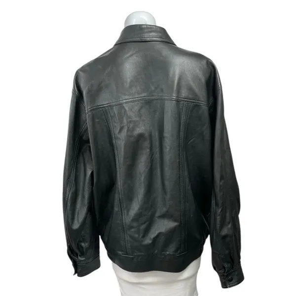 Vintage Cuiropolis Women's Black Faux Leather Zip Up Bomber Jacket Size XL-2XL - Image 3
