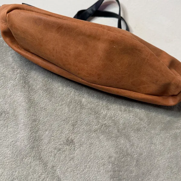 Reversible Vegan Leather Hobo Bag Black Brown Colorblock Slouchy Minimalist BOHO - Image 13