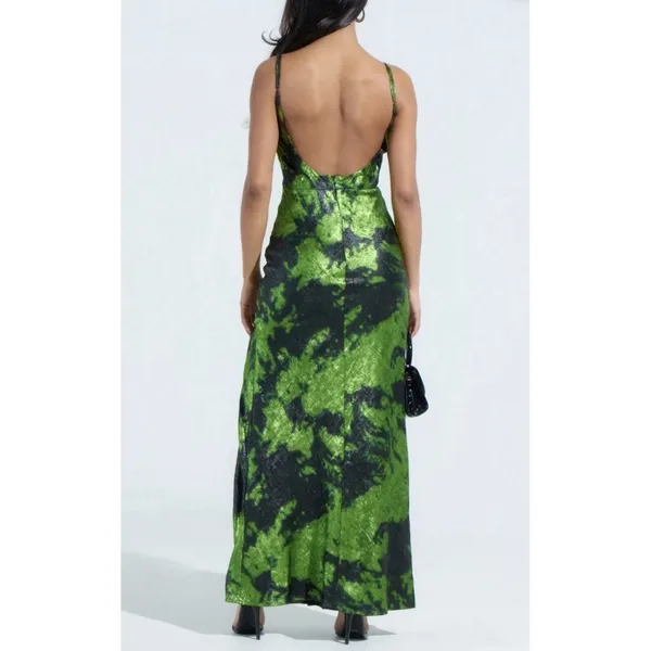 The AKIRA Label Lennon Printed Metallic Maxi Dress NWOT 2X Homecoming - Image 2