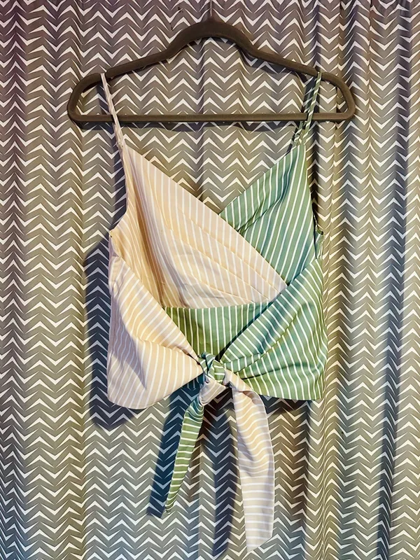 Mare Mare x Anthropologie | Tie-front striped wrap tank top, M - Image 3