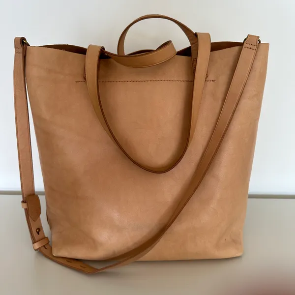 Madewell The Medium Transport Bag Tan Natural Crossbody Leather Tote Purse Bag - Image 6
