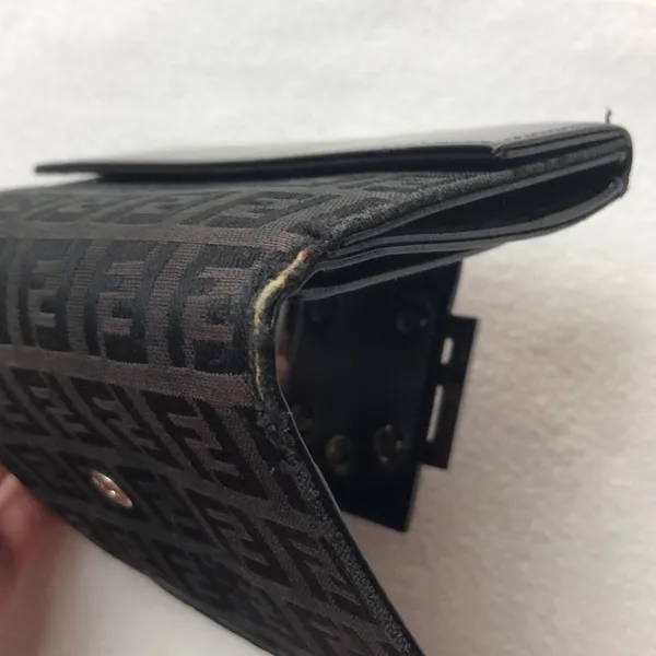 Fendi Zucca Monogram Wallet Black Canvas & Leather Silver HARDWARE - Image 5