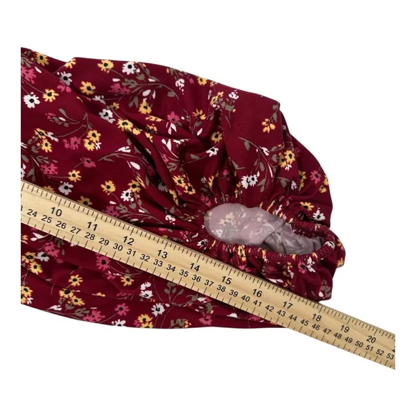 Stilletto's Size-L Dress Burgundy Mini Floral‎ Ballon Sleeves Pockets - Image 6