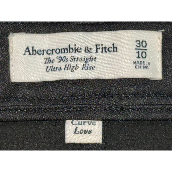 Abercrombie & Fitch Curve Love 90s Straight Ultra High Rise Black Pants Sz 30 10 - Image 4