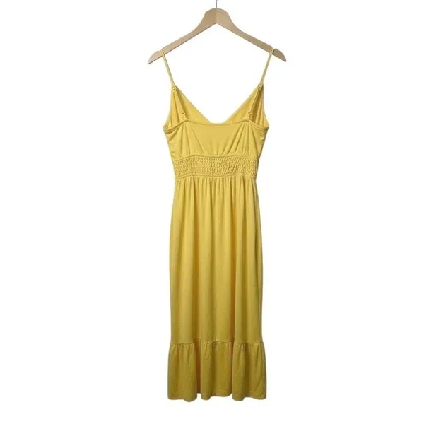 Jolie & Joy Midi Dress Womens 1X‎ Yellow Smocked Waist Ruffle Hem Boho Summer - Image 12