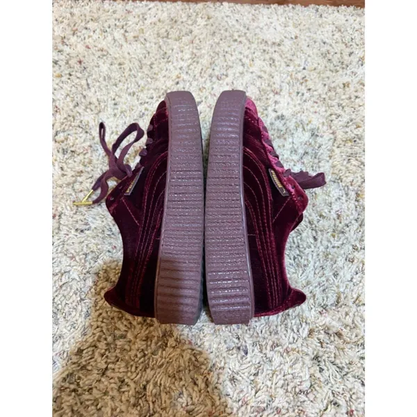 Puma x Fenty Size 6 Rihanna Burgundy Red Velvet Creeper Platform Sneakers - Image 10