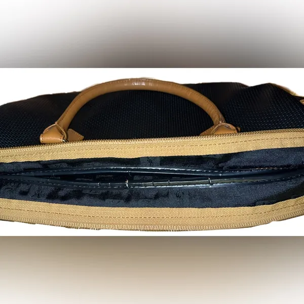 YVES SAINT LAURENT Vintage Leather-Trim Woven Boston Bag - Image 11