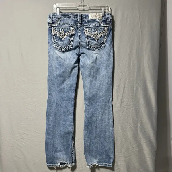 Miss Me Chloe Boot Jeans Women 30 Mid‎ Rise Embellished 30x30 Distressed Bling - Image 3