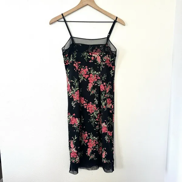 Vintage Y2K USA Made BCBG Floral Slip Dress Mesh Detail Sz M Fairy Boho Pink - Image 8