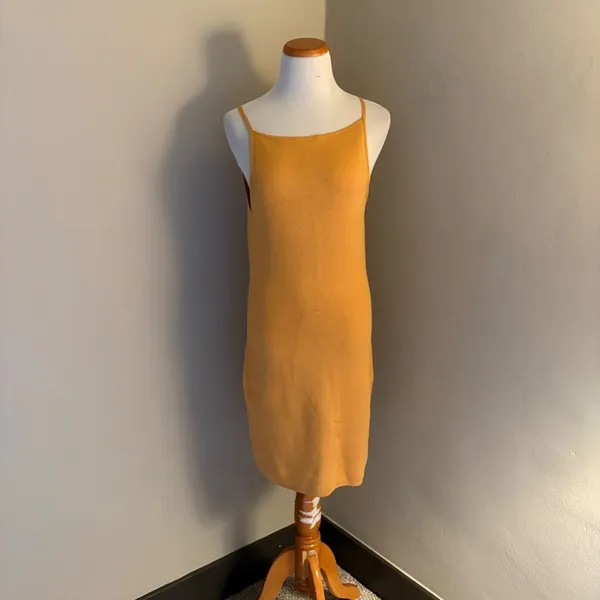 Abercrombie & Fitch NWT‎ Mustard Yellow High Neck Knit Mini Dress Large - Image 2