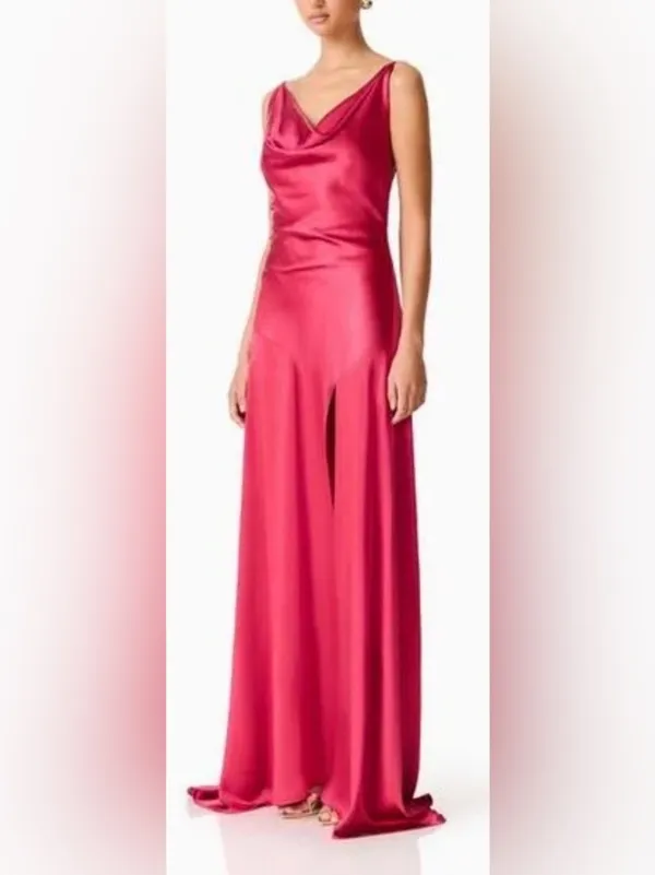 NEW ELLIATT Clementine Cowl Neck Maxi Dress scarlet red Sz L - Image 2