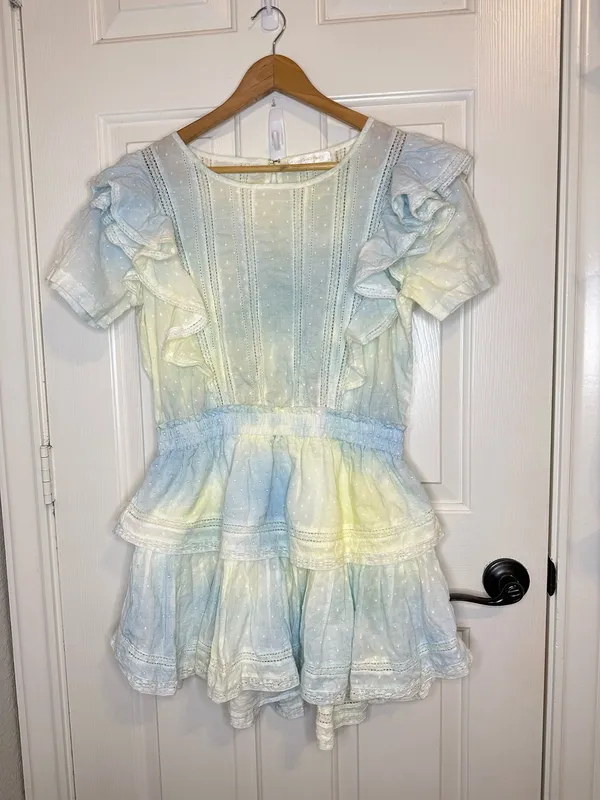 LoveShackFancy Lily Pond Natural Hand Dye Natasha Tie-Dye Mini Dress - Image 2