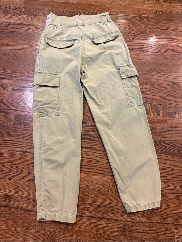Zara Light Olive Cargo Pants - Casual Utility Style, xS - Image 2