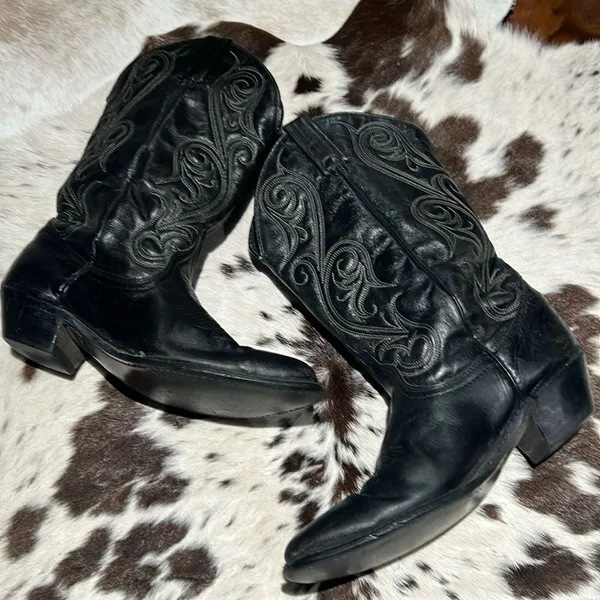 Vintage Real Leather Cowboy Boots Festival Rave‎ Burning Man B22 - Image 9