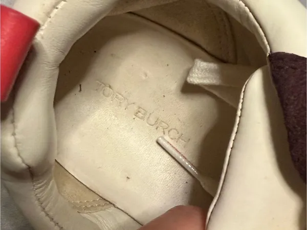 Tory Burch Sneakers Suede Shoe Beige Cream Pink Womens Size 8 - Image 6