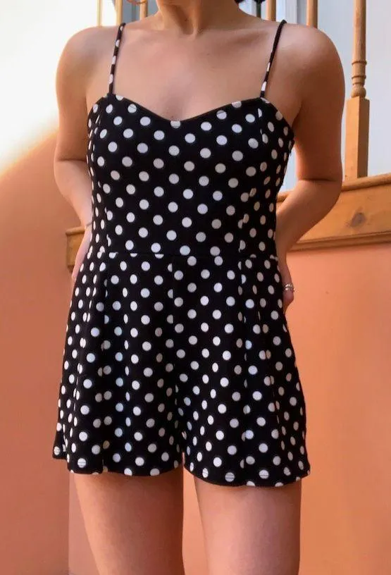 Love Culture Black And White Polka Dot Romper - Image 2