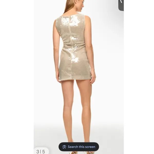 STAUD Off-White Sequin Mini Sleeveless Cocktail Eton Sparkle Dress size Small - Image 8