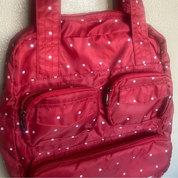 Lug polka dot Red and white Bag‎ Lightweight packable Tote Bag - Image 3
