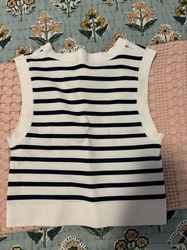 Navy and white striped tank Blue - Image 3