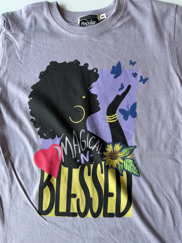 Popular Sports Women’s Graphic T-Shirt – Magical & Blessed – Size M - Image 2