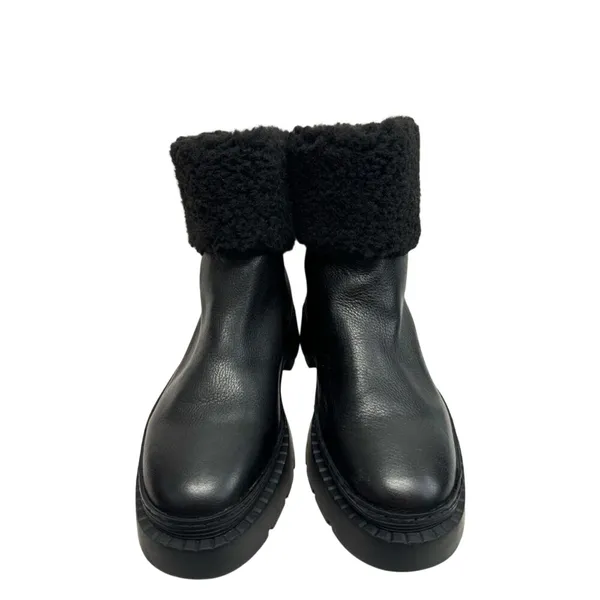 Marc Fisher LTD Boots Black Leather Fur Shearling Lug Sole Size 7‎ Ankle Booties - Image 4