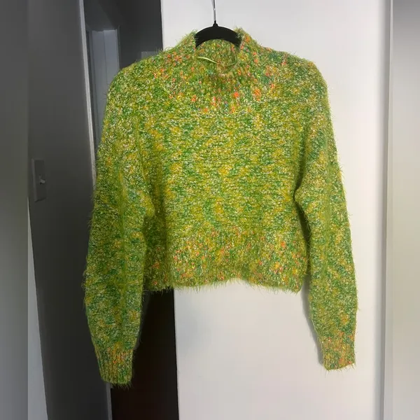 Free People Women's Stardust Pullover Lemon Lime Green Combo S - Image 3