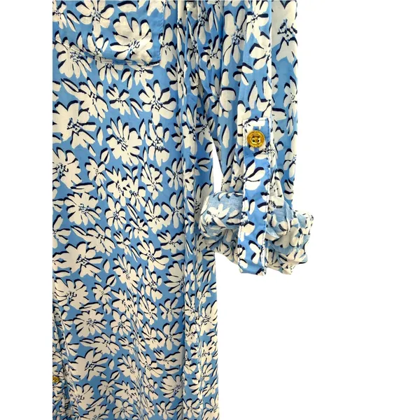 LILLY PULITZER Natalie Cover-Up Shirtdress Blue White Daisy Floral Dress S - Image 4