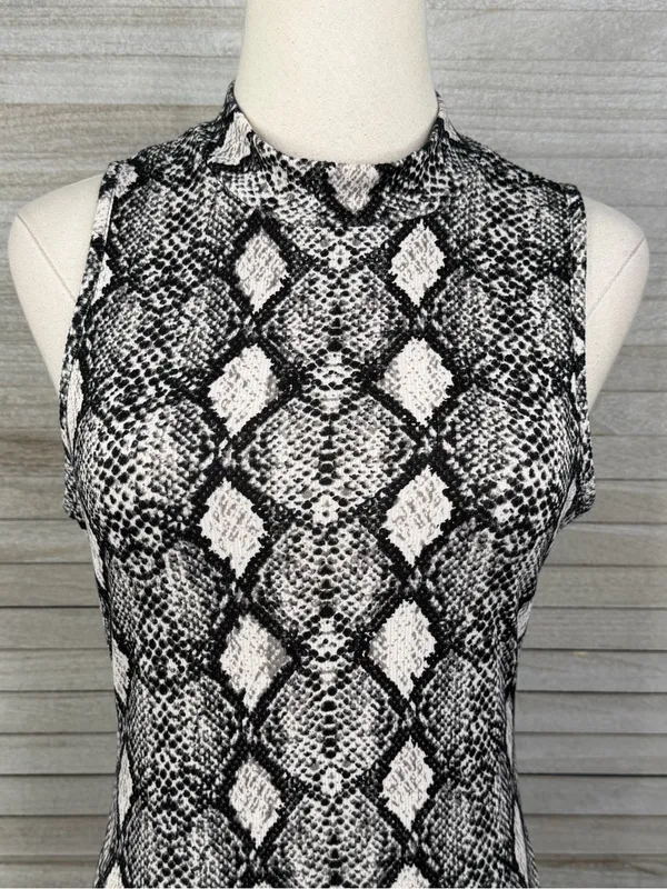 CAUTION TO THE WIND Snake Print Bodycon Sleeveless Mock Neck Maxi Dress-Medium - Image 2