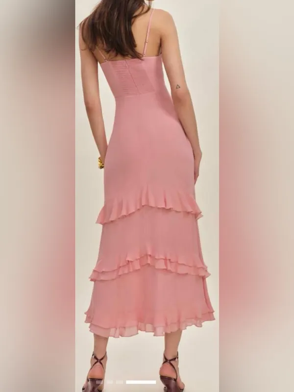 NEW REFORMATION Ellora midi pink sleeveless dress sz 10 - Image 2