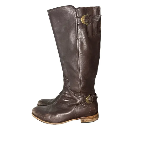 UGG Australia Amberlee Espresso Leather Equestrian Style Boots, Size 9.5 - Image 4