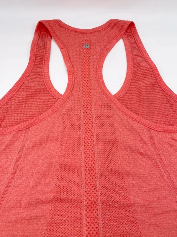 Lululemon Swiftly Tech Racerback Tank Top Size 12 Heathered Orange Coral Running - Image 6