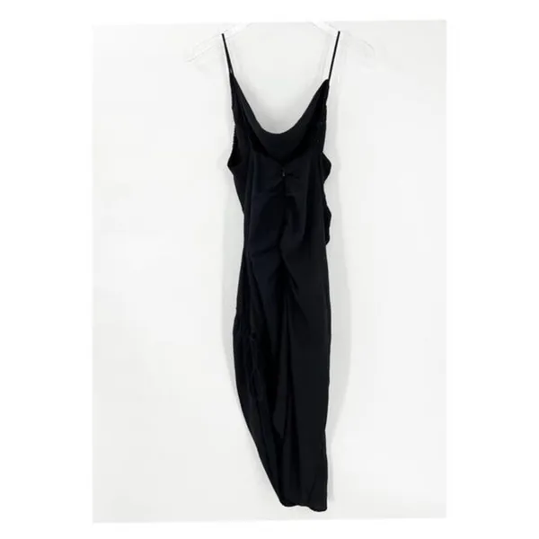 NEW Abercrombie & Fitch Satin Effect Ruched Midi Dress Women's‎ SP Black Party - Image 3