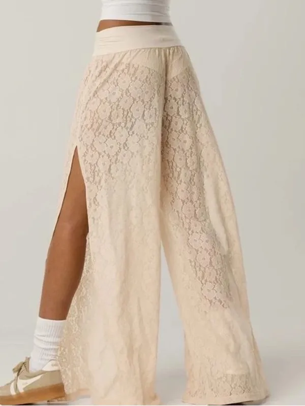 Offline by Aerie Go With the Flow Lace Split Leg Pants Cream S|P - Image 3