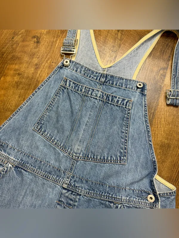 Vtg GAP Denim Shortalls Overalls Sz XL Relaxed Cotton Faded - Image 4