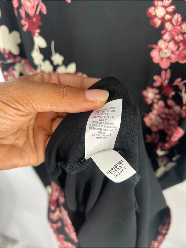 J.Jill Wearever Floral Stretch Knit Midi Dress Black Pink Size S - Image 8