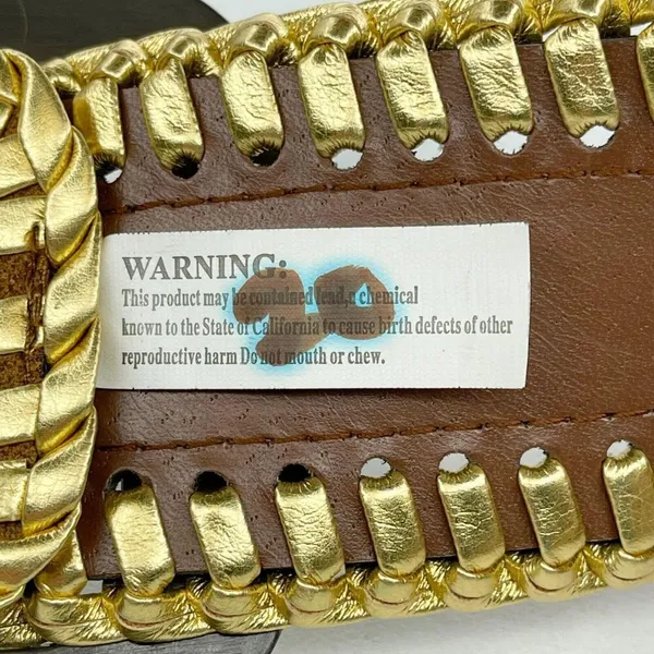 Brown Faux Suede Stretch Belt Metallic Gold Lacing Large/XL (L/XL) ✨ - Image 11