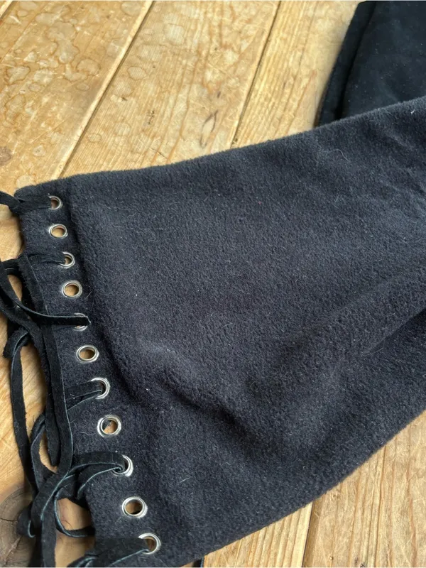 Black Suede Eyelet Fringe Scarf - Image 3