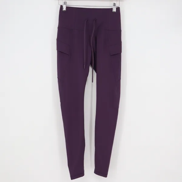 Spyder Active Womens XS Purple Cargo Pocket High Rise Drawstring Leggings - Image 2
