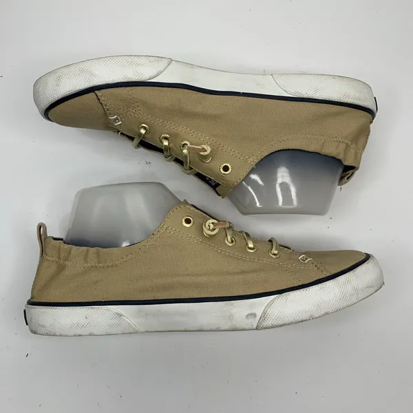 Sperry Size 9 Top‎ Sider Seacoast Tan Gold Lace Up Fashion Sneaker Shoes Women’s - Image 4