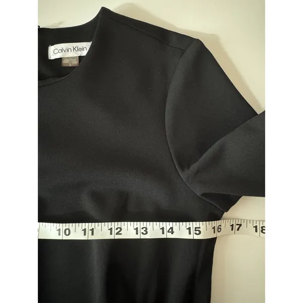 Calvin Klein Black Midi Dress 2 Tulip Pleated Front • Classic Office • Elegant - Image 8