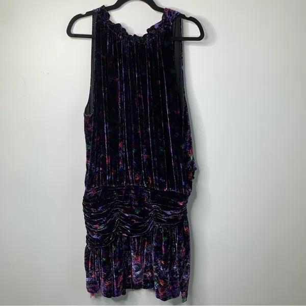 Ramy Brook silk velvet velour floral‎ Dolores halter mini dress size 14 party - Image 2