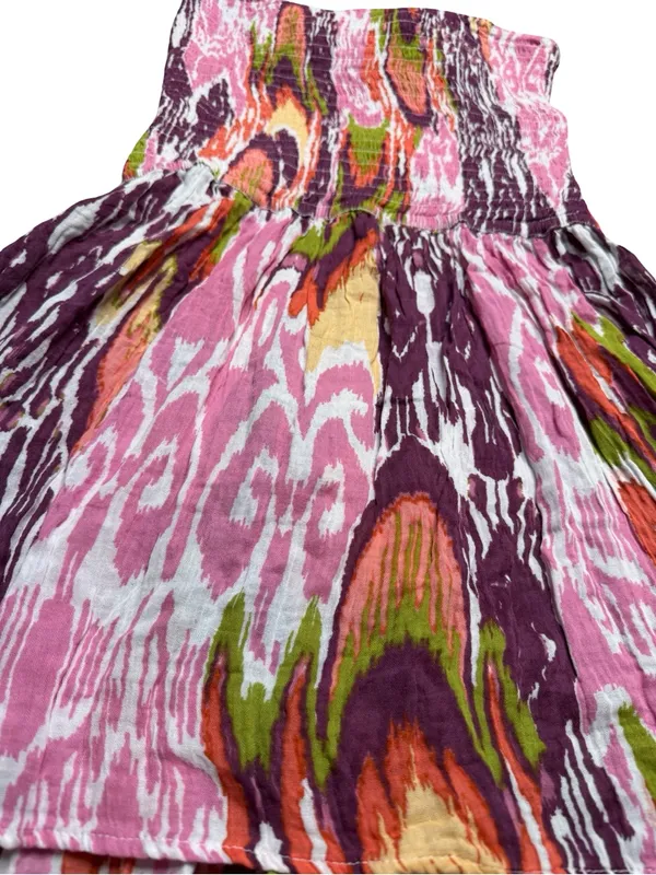 ✨🌸 Anthropologie Reversible‎ Smocked Mini Dress Size Medium Pink Ikat Print 🌸✨ - Image 5