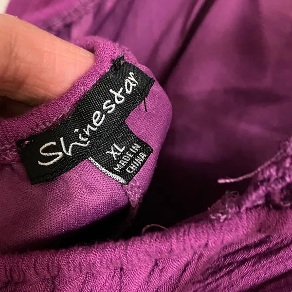 Shinestar Womens Halter Maxi Dress XL Bright Purple Boho Lace Trim Open Back - Image 12