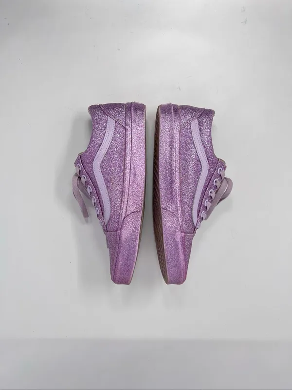 Vans Old Skool Lavender Purple Glitter Canvas Low Skate Sneakers Size 7 - Image 3