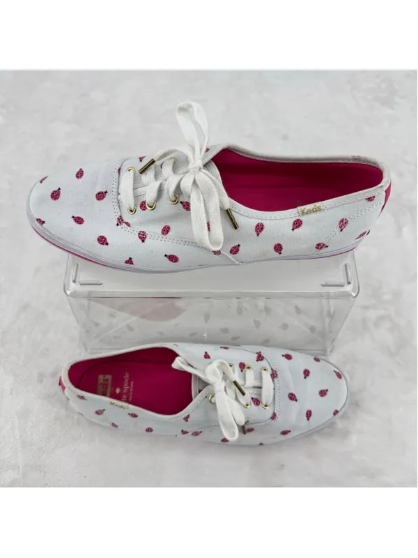 Kate Spade X Keds Ladybug Sneakers White Pink Gold Whimsical Bug Bling Size 8 - Image 3