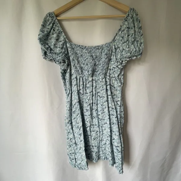 Sky‎ and Sparrow rayon blue and white floral dress drawstring cottagecore ruched - Image 7