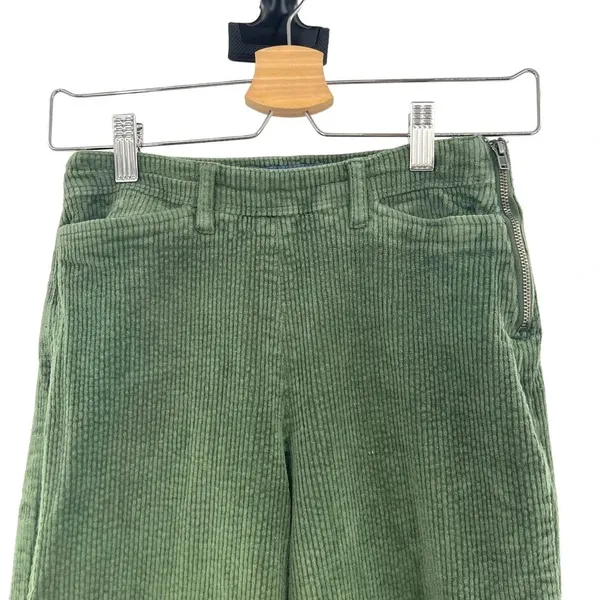 ModCloth The Boulder Wide Leg‎ Corduroy Pants In Olive Green Size 00 - Image 4